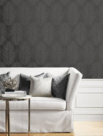 BD50020 palm leaf wallpaper living room glass beads from Etten Studios