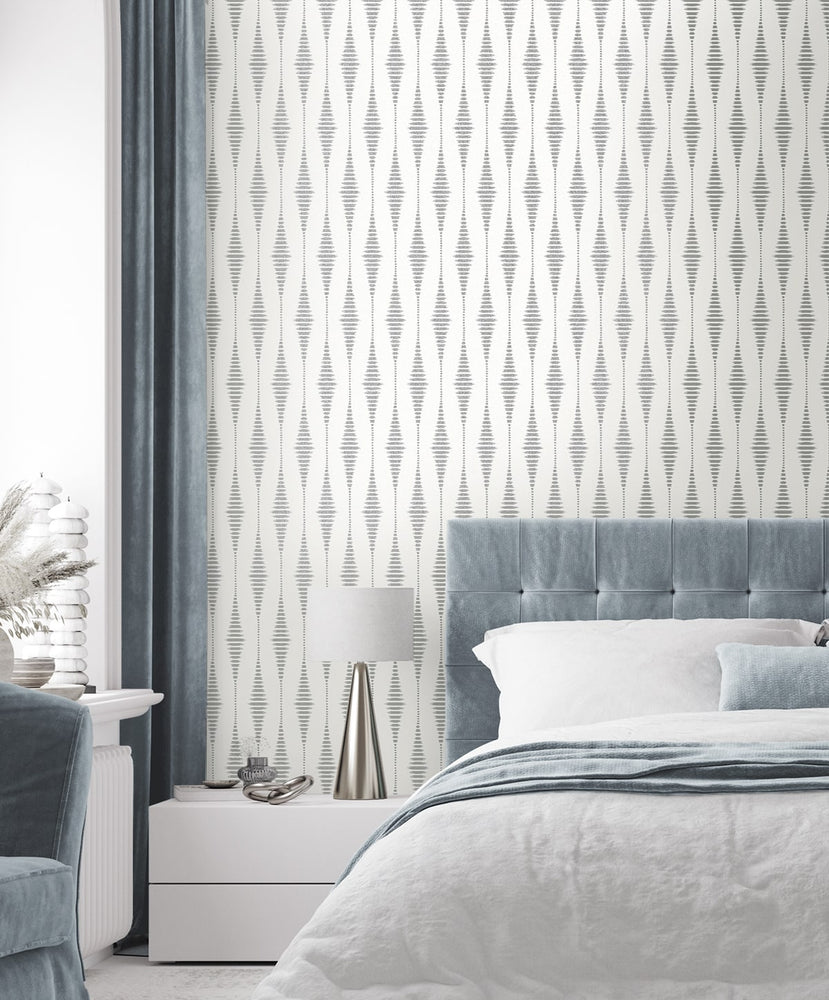 BD50600 ikat geometric glass bead wallpaper bedroom from Etten Studios