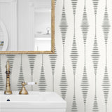 BD50600 ikat geometric glass bead wallpaper bathroom  from Etten Studios