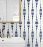 BD50602 ikat geometric glass bead wallpaper bathroom from Etten Studios
