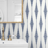 BD50602 ikat geometric glass bead wallpaper bathroom from Etten Studios