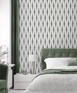 BD50605 ikat geometric glass bead wallpaper bedroom from Etten Studios