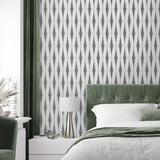 BD50605 ikat geometric glass bead wallpaper bedroom from Etten Studios