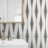 BD50605 ikat geometric glass bead wallpaper bathroom from Etten Studios