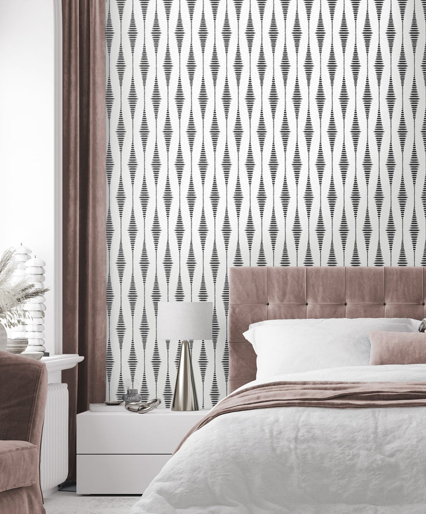 BD50610 ikat geometric glass bead wallpaper from Etten Studios