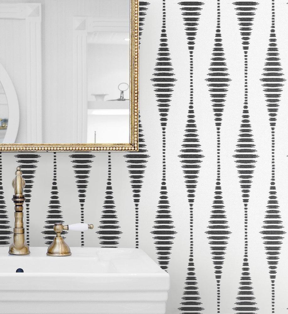 BD50610 ikat geometric glass bead wallpaper bathroom from Etten Studios
