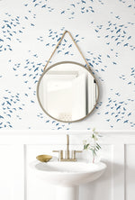 Bird peel and stick wallpaper coastal bathroom NW47602 from NextWall