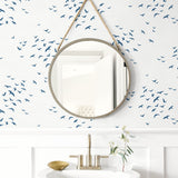 Bird peel and stick wallpaper coastal bathroom NW47602 from NextWall