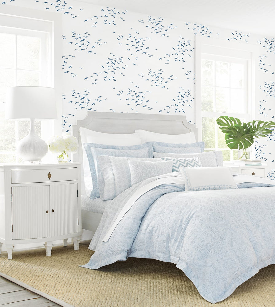 Bird peel and stick wallpaper coastal bedroom NW47602 from NextWall