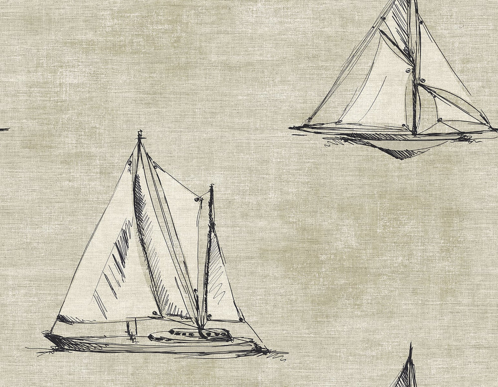 Cewell Bay Coastal Sailboat Wallpaper