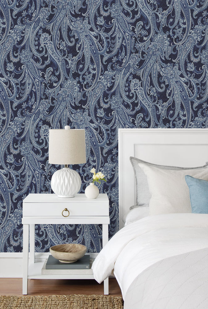 SD20607RC nautical paisley beach house wallpaper bedroom from Say Decor