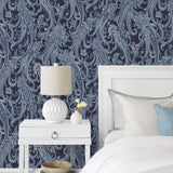 SD20607RC nautical paisley beach house wallpaper bedroom from Say Decor