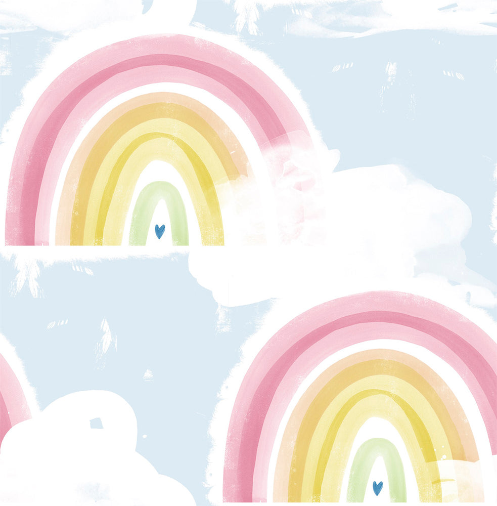 DA60202 blue kids rainbow nursery wallpaper from the Day Dreamers collection by Seabrook Designs