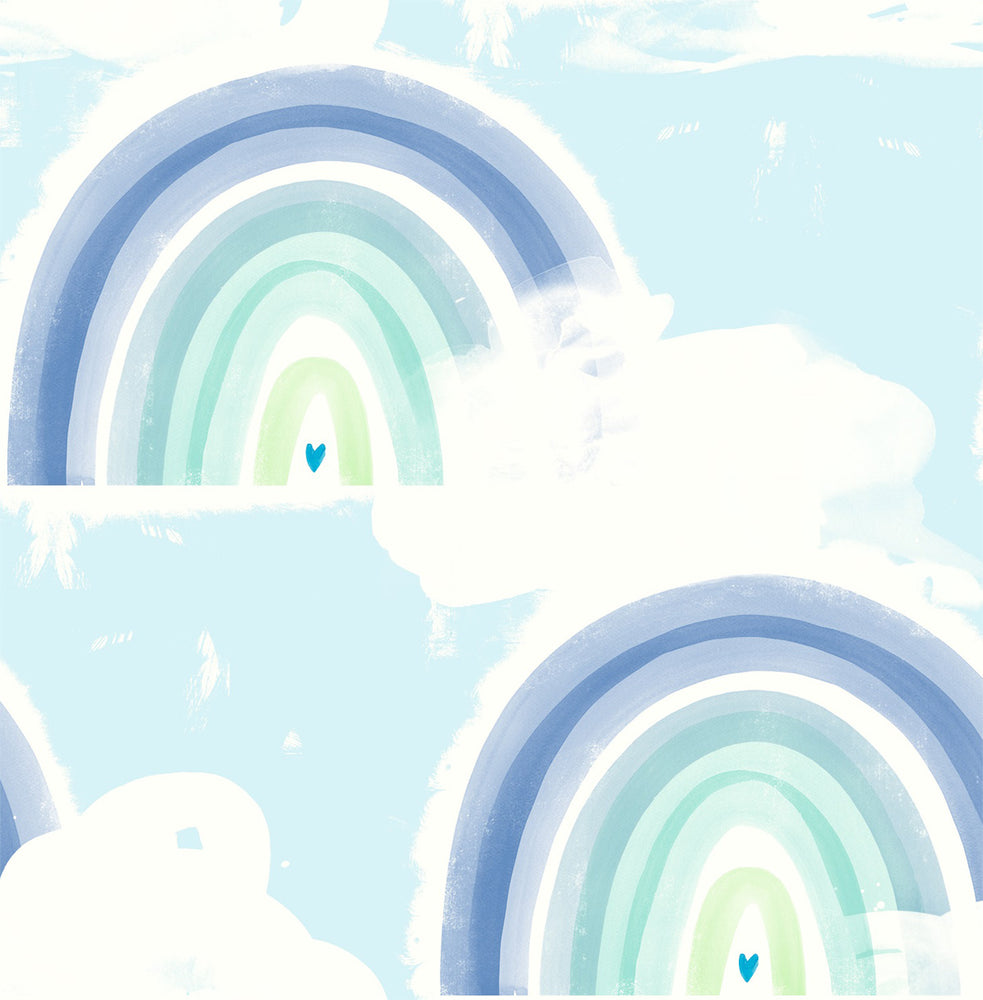 DA60204 blue kids rainbow nursery wallpaper from the Day Dreamers collection by Seabrook Designs