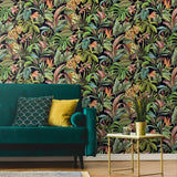 Jungle peel and stick wallpaper DB20100 living room from Daisy Bennett Designs