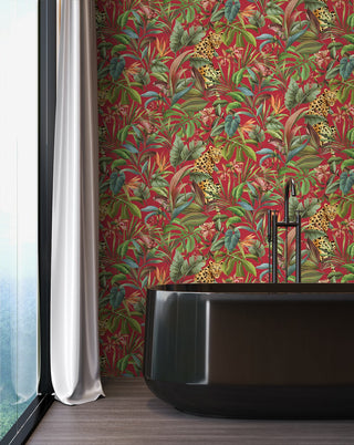 Jungle peel and stick wallpaper DB20101 bathroom from Daisy Bennett Designs
