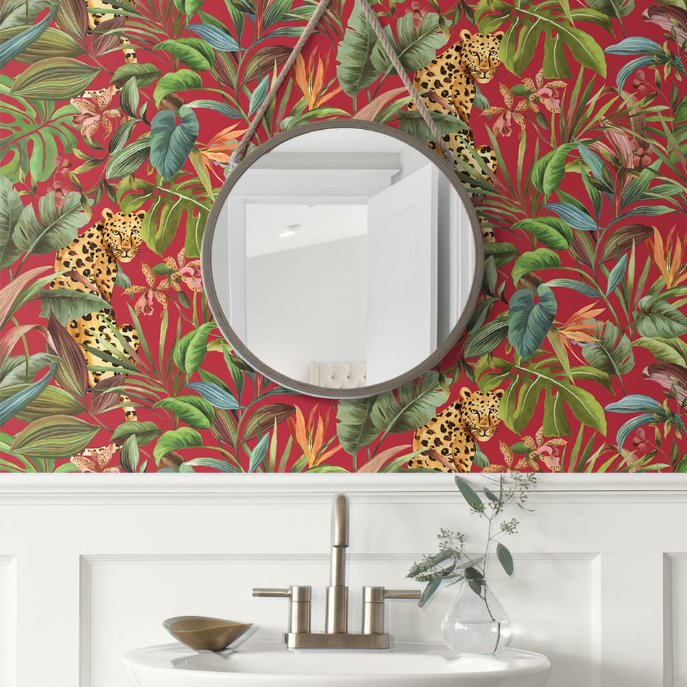 
                  
                    Jungle peel and stick wallpaper DB20101 powder room from Daisy Bennett Designs
                  
                
