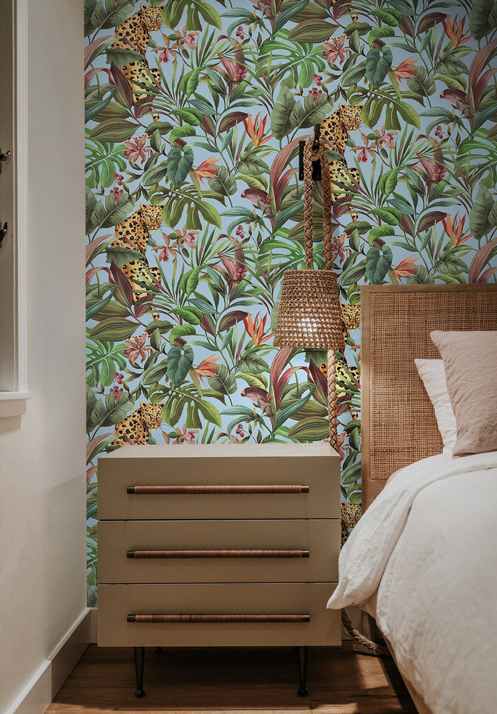 Jungle peel and stick wallpaper DB20102 bedroom from Daisy Bennett Designs