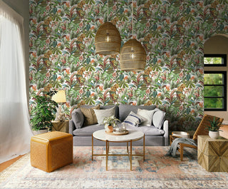 Jungle peel and stick wallpaper DB20105 living room from Daisy Bennett Designs