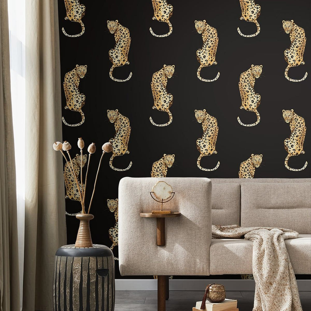 
                  
                    Leopard peel and stick wallpaper DB20200 living room from Daisy Bennett Designs
                  
                