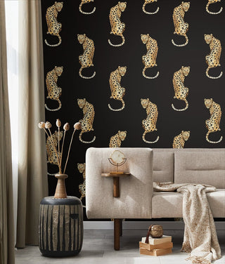 Leopard peel and stick wallpaper DB20200 living room from Daisy Bennett Designs