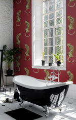 Leopard peel and stick wallpaper DB20201 bathroom from Daisy Bennett Designs