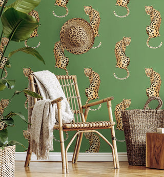 Leopard peel and stick wallpaper DB20204 living room from Daisy Bennett Designs