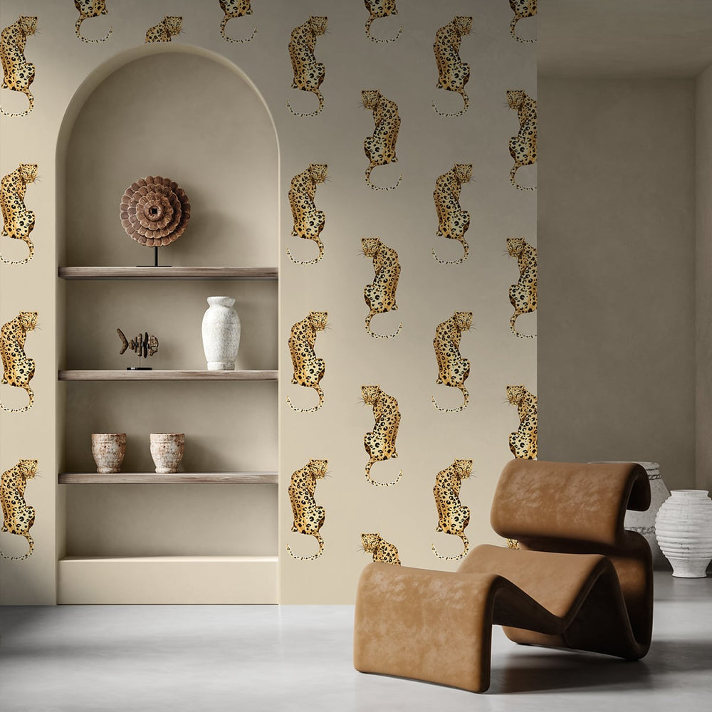 
                  
                    Leopard peel and stick wallpaper DB20205 living room from Daisy Bennett Designs
                  
                