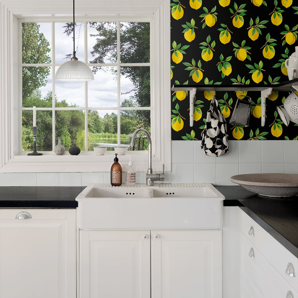 Lemon peel and stick wallpaper kitchen DB20400 from Daisy Bennett Designs