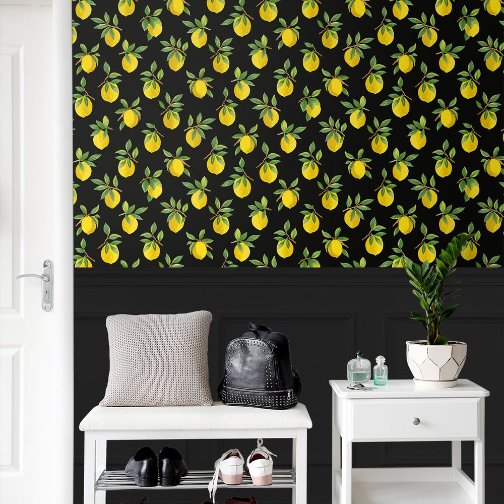 
                  
                    Lemon peel and stick wallpaper entryway DB20400 from Daisy Bennett Designs
                  
                