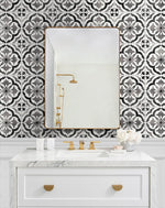 Faux tile peel and stick wallpaper DB20500 bathroom from Daisy Bennett Designs