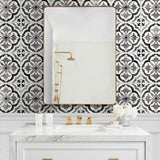 Faux tile peel and stick wallpaper DB20500 bathroom from Daisy Bennett Designs