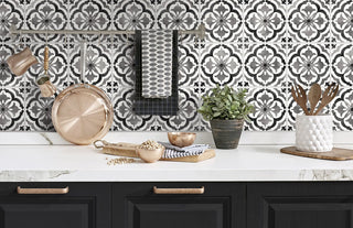 Faux tile peel and stick wallpaper DB20500 backsplash from Daisy Bennett Designs