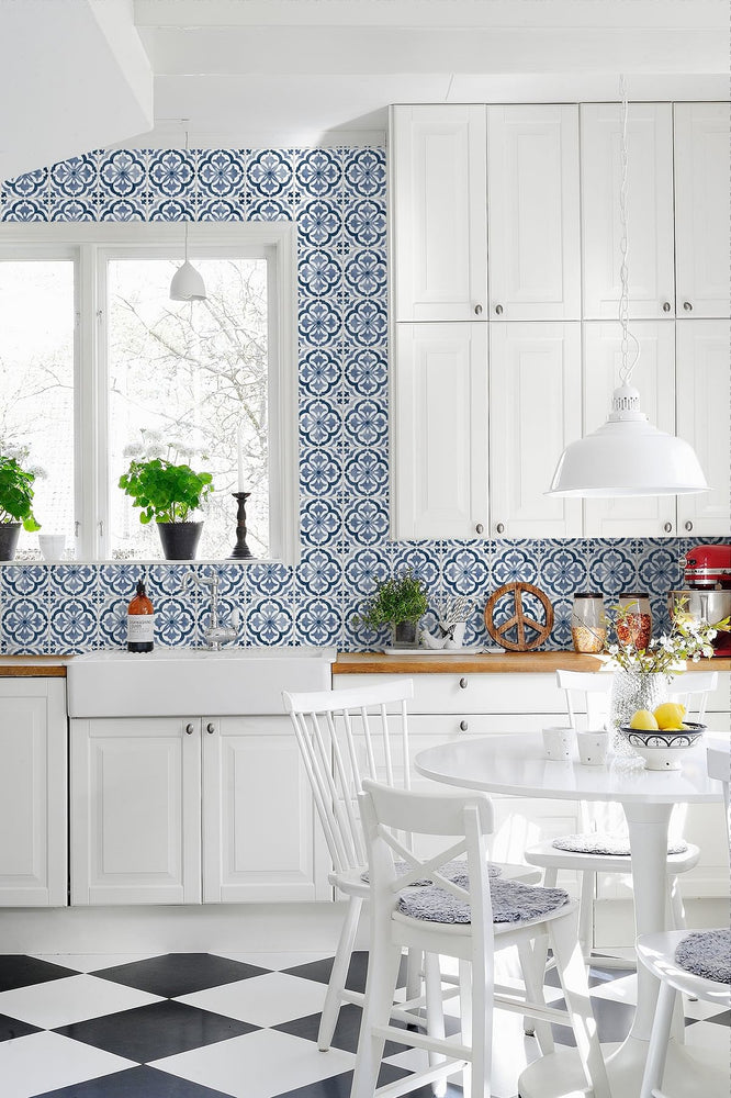 Faux tile peel and stick wallpaper DB20502 kitchen from Daisy Bennett Designs
