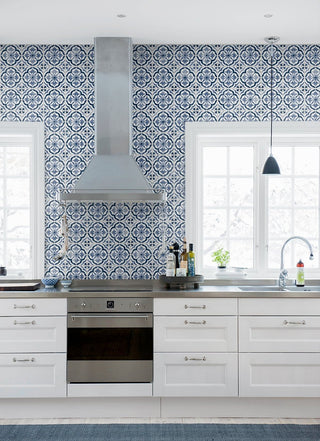 Faux tile peel and stick wallpaper DB20502 backsplash from Daisy Bennett Designs