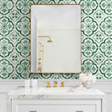Faux tile peel and stick wallpaper DB20504 bathroom from Daisy Bennett Designs