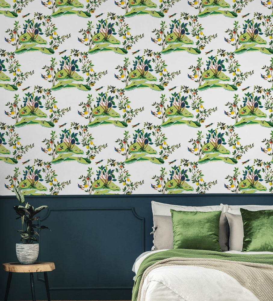 DBW9001 botanical wallpaper bedroom citrus hummingbird from the West Boulevard collection by Daisy Bennett Designs