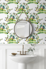 DBW9001 botanical wallpaper bathroom citrus hummingbird from the West Boulevard collection by Daisy Bennett Designs