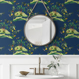 DBW9002 botanical wallpaper bathroom citrus hummingbird from the West Boulevard collection by Daisy Bennett Designs