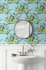 DBW9003 botanical wallpaper bathroom citrus hummingbird from the West Boulevard collection by Daisy Bennett Designs