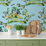 DBW9003 botanical wallpaper kitchen citrus hummingbird from the West Boulevard collection by Daisy Bennett Designs