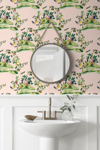 DBW9004 botanical wallpaper bathroom citrus hummingbird from the West Boulevard collection by Daisy Bennett Designs
