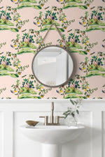 DBW9004 botanical wallpaper bathroom citrus hummingbird from the West Boulevard collection by Daisy Bennett Designs