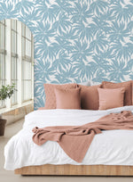 DBW9110 palm leaf wallpaper bedroom from the West Boulevard collection by Daisy Bennett Designs