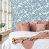 DBW9110 palm leaf wallpaper bedroom from the West Boulevard collection by Daisy Bennett Designs