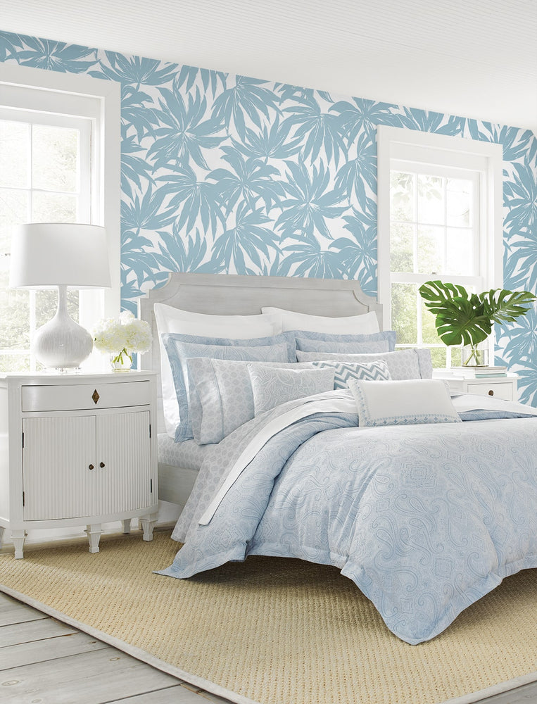 DBW9110 palm leaf wallpaper accent from the West Boulevard collection by Daisy Bennett Designs