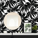 DBW9111 palm leaf wallpaper powder room from the West Boulevard collection by Daisy Bennett Designs