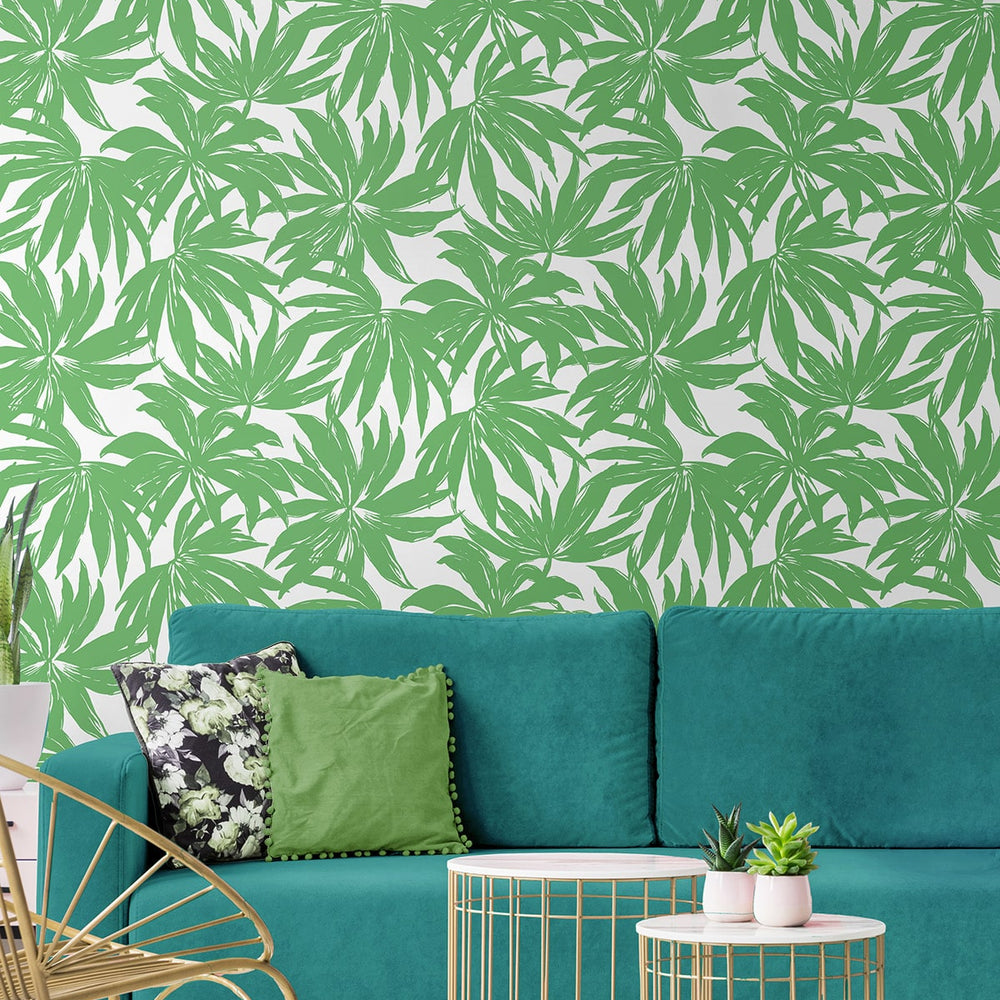 
                  
                    DBW9112 palm leaf wallpaper living room from the West Boulevard collection by Daisy Bennett Designs
                  
                