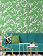 DBW9112 palm leaf wallpaper living room from the West Boulevard collection by Daisy Bennett Designs