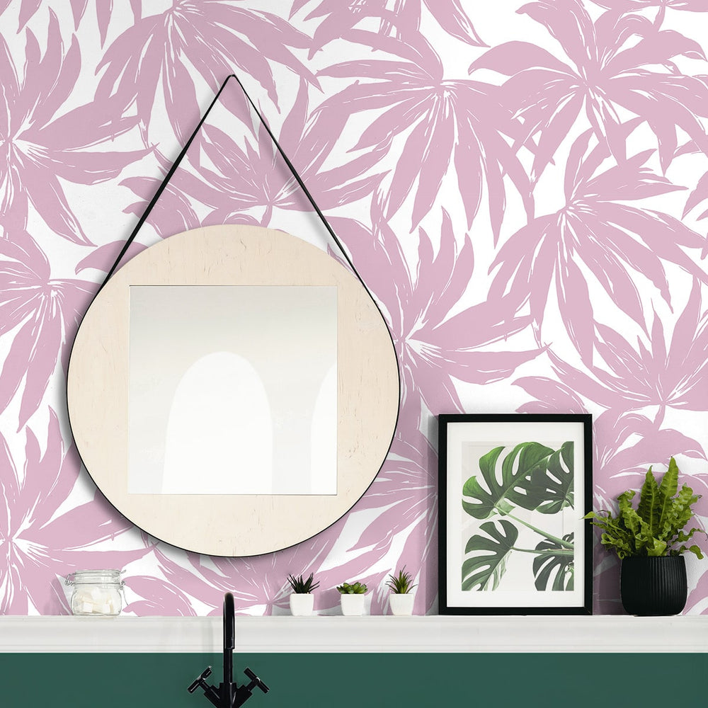 
                  
                    DBW9115 palm leaf wallpaper bathroom from the West Boulevard collection by Daisy Bennett Designs
                  
                
